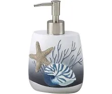 Avanti Home Beach Seashells Resin Lotion Soap Dispenser &amp; Shower curtain Hooks