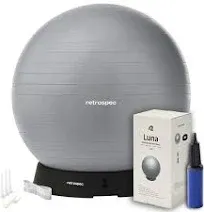 Retrospec Luna Exercise Ball Base & Pump with Anti-Burst Material