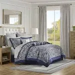 Olliix Madison Park Aubrey Blue Jacquard 12pc Comforter Sets