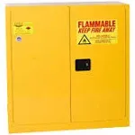 Eagle Manufacturing 30 Gallon Yellow Flammable Liquid Safety Cabinet with Manual-Closing Doors and Legs - 1932XLEGS