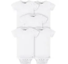 Gerber Onesies 5 Pack Short Sleeve Bodysuit, 0-3M, White