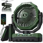 FRIZCOL 3-in-1 Camping Fan - Portable Fan Rechargeable - 24000mAh 9-Inch Battery Powered Fan(140hrs) - USB Fan with Light & Remote for Indoor, Outdoor