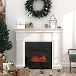 48-Inch White Electric Fireplace Mantel with Remote Control and LED Flame Effects