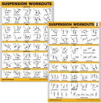 QuickFit 2 Pack Suspension Workout Posters - Volume 1 & 2 - Laminated Exercise Charts - 18" x 27" Vol. 1 & 2