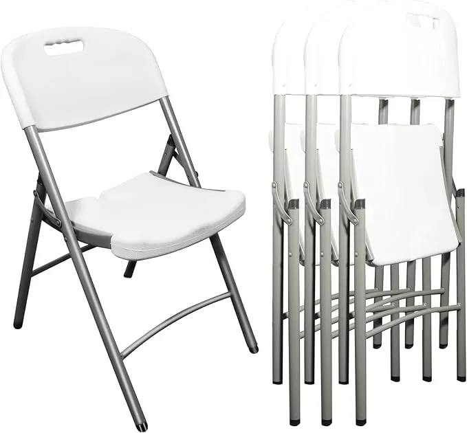 Folding Chair,4 Pack Plastic Folding Chair,Event Chair,Indoor Outdoor Portable Stackable Commercial Chairs with Steel Frame for Events Office Wedding Party Picnic Kitchen Dining