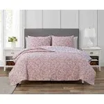 Cedar Court Annabella 3-Piece Rose Blush Soft Cotton Blend Quilt Set - Queen