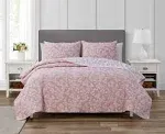 Annabella Floral Rose Blush Soft Matelasse Jacquard Quilt Set - King