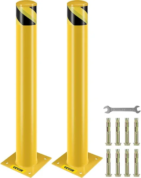 VEVOR Safety Bollard 36 in. x 4.5 in. Safety Barrier Bollard with 4 Free Anchor Bolts Powder Coat Pipe Steel Safety Barrier