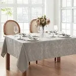 Elrene Caiden Elegance Damask Tablecloth - 60" x 144" - Silver