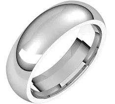 White 6 mm Half Round Comfort Fit Band Size