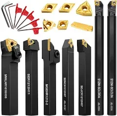 Metal Lathe Cutting Tools - 7PCS 1/2&#034; Turning Holder Boring Bars with 7Pcs Index