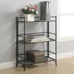 Designs2Go X-Tra Storage 3-Tier Wide Folding Metal Shelf, Black