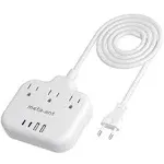 European Travel Plug Adapter, US to European Plug Adapter with 3 American Outlets & 4 USB, 5ft Europea Power Cord, International Travel Power Strip, Type C for Europe EU Germany France, Travel, White