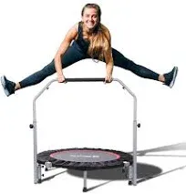 BCAN 40 inch Foldable Mini Trampoline, Fitness Rebounder with Adjustable Foam Handle, Exercise Trampoline for Adults Indoor/Garden Workout Max Load