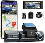 AZDOME M550 3-Channel Dashcam with 1440p Front, 1080p Interior & Rear, Wifi, GPS & 64gb Storage