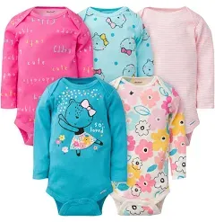 Gerber Baby Girls Bear Long Sleeve Onesies Bodysuits