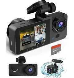 3 Channel Dash Cam Front\u205fand Rear Inside,4K Full UHD Dash Camera