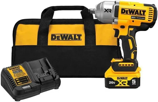 DEWALT 20V MAX Cordless Impact Wrench Kit, 20V MAX, 1/2" Hog Ring With 4-Mode Speed, Includes Battery, Charger and Kit Bag (DCF900P1)