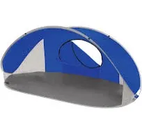 Picnic Time Manta pop up beach sun tent in blue/gray/silv<wbr/>er