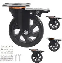 5 Inch Caster Wheels 2200Lbs, Casters Set of 4, Heavy Duty Casters with Brake, S