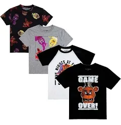 Five Nights At Freddy's Game Over Crew Neck Short Sleeve Graphic Tee 4-Pack