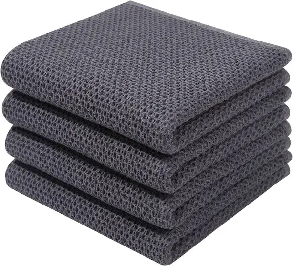 100% Cotton Waffle Weave Kitchen Dish Cloths, Ultra Soft Absorbent Quick