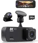 Dash Camera for Cars, 8K Full UHD Dash Cam Front and Rear Inside with App