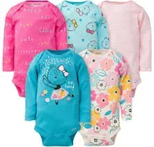 Gerber Baby Girls Onesies Brand Long Sleeve Bodysuits 5 Pack