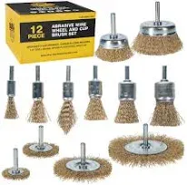 Dura-Gold 12-Piece Abrasive Brass-Coated Wire Wheel, Cup Brush, and End Brush Set