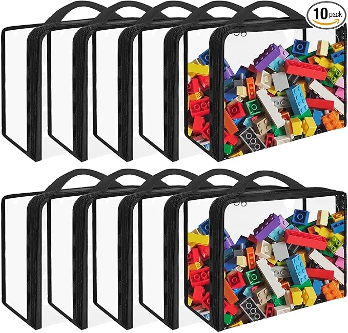 Hlimior 10 Pack Extra Large Toy Storage Bags PVC Organizing Bags with Zippere...