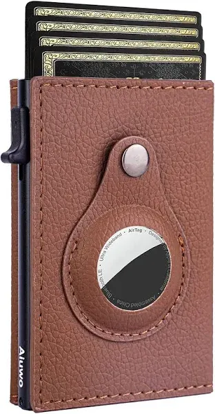 Aiuwo Airtag Wallet for Mens Wallet Edge Wallet Cartera de Hombre Card Holder Smart,Slim,Minimalist Wallet,RFID Blocking Wallet (Airtag Wallet, Crazy Horse Brown)