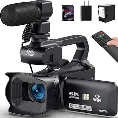 SPPRANDOM 6K Video Camera Camcorder 64MP 18X Digital Zoom IR Night Vision Vlogging Camera For YouTube