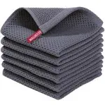 Homaxy 100% Cotton Waffle Weave Kitchen Dish Cloths, Ultra Soft Absorbent Quick Drying Dish Towels, 12x12 Inches, 6-Pack, Dark Grey