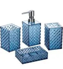 A+KCEYON 4 Pcs Navy Blue Bathroom Accessories Set