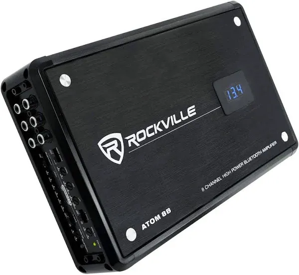 Rockville ATOM 8B 8-Channel 3500 Watt Marine/Boat Amplifier w/Bluetooth+Am<wbr/>p Kit