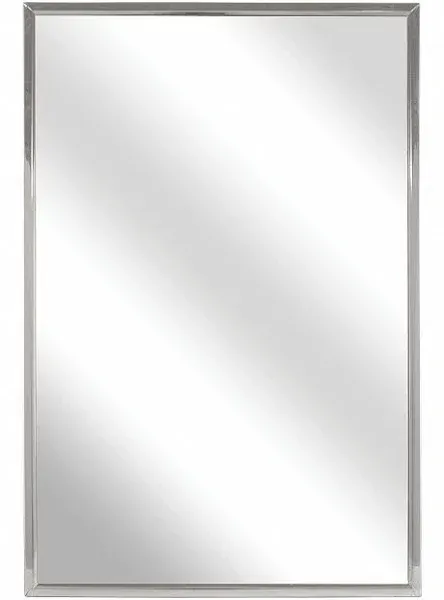 Bradley 780-024600 (24 x 60) Commercial Restroom Mirror, Angle Frame, 24" W x 60" H, Stainless Steel w/ Satin Finish