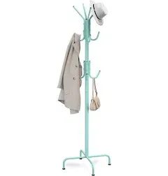 Simple Houseware Standing Coat and Hat Hanger Organizer Rack, 12 Hooks Turquoise