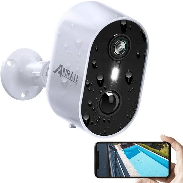 ANRAN 2K Security Cameras Wireless Outdoor, 3MP AI Motion Detection & Color Night Vision Home Security Cameras, Two-Way Talk, Spotlight Siren Alarm, Work with Alexa, Battery Powered, IP65