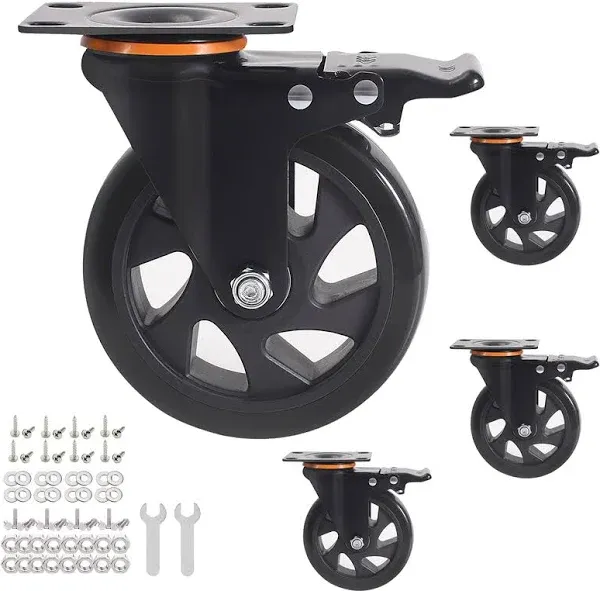 5 Inch Caster Wheels 2200Lbs, Casters Set of 4, Heavy Duty Casters with Brake...