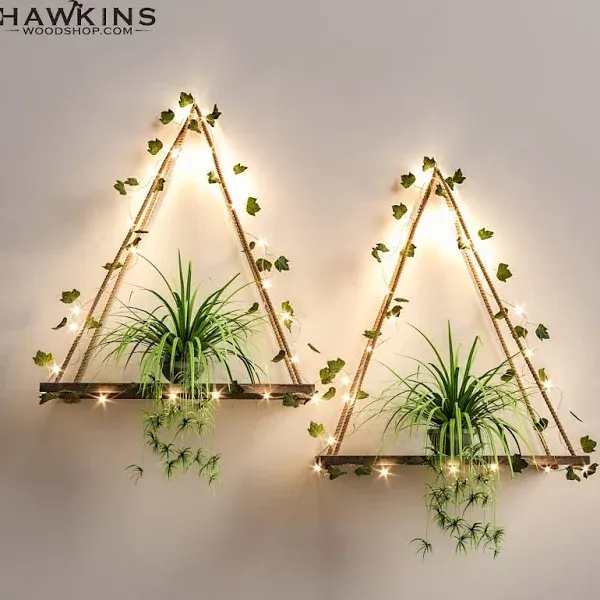 Artificial Ivy LED-Strip Wall Hanging Shelves Set of 2