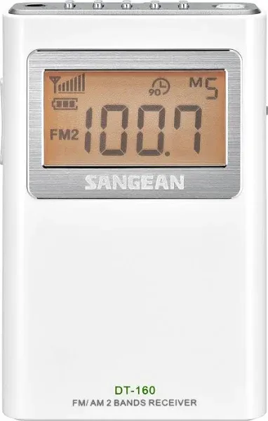 Sangean DT-160 AM/FM Stereo Pocket Radio 100 Hours 2 AA Battery NEW Box