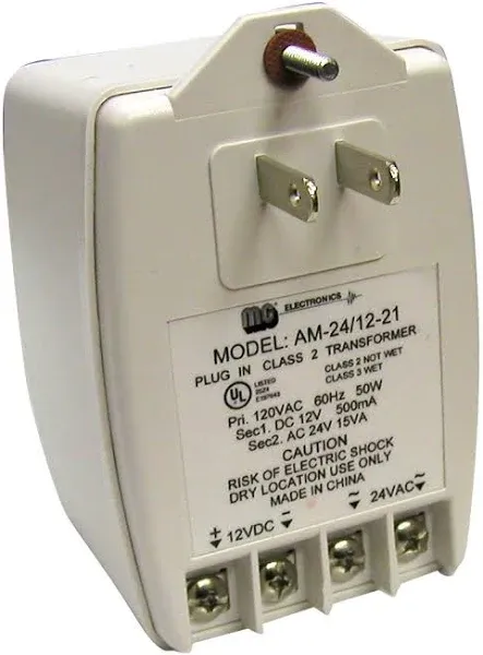 MGT2412DV AC 24V Transformer 15VA Dual Voltage DC 12V 1A Adapter Wall Plug