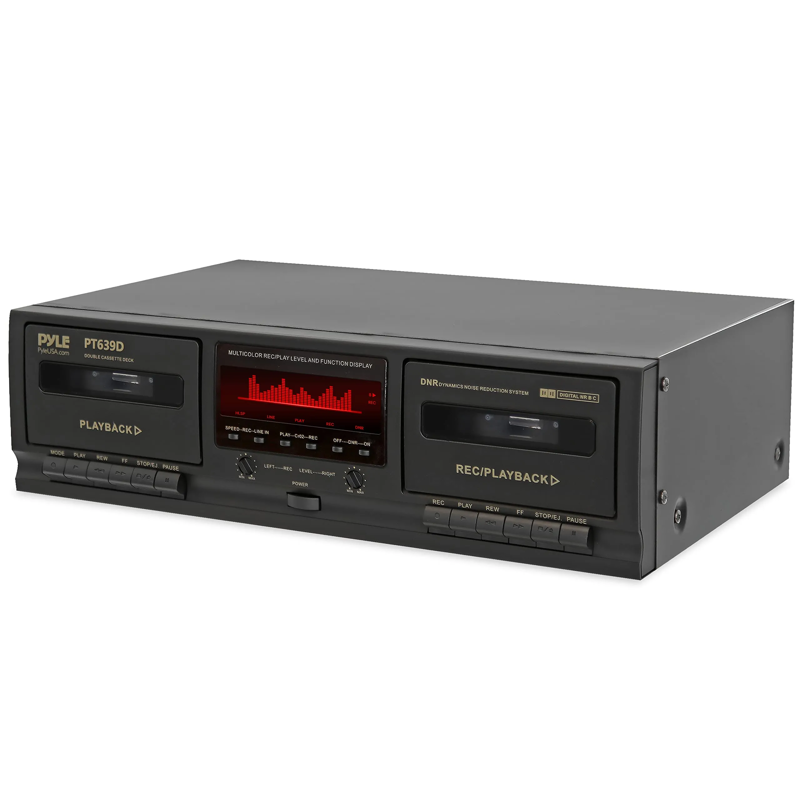 Pyle PT639D Hi-Fi Dual Recording Cassette Deck Player