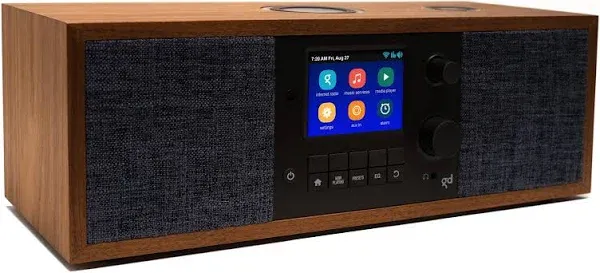 Grace Digital Mondo Elite Duo Smart Internet Radio Bluetooth Wi-Fi 7-Day Alarm Microphone Free (Walnut)