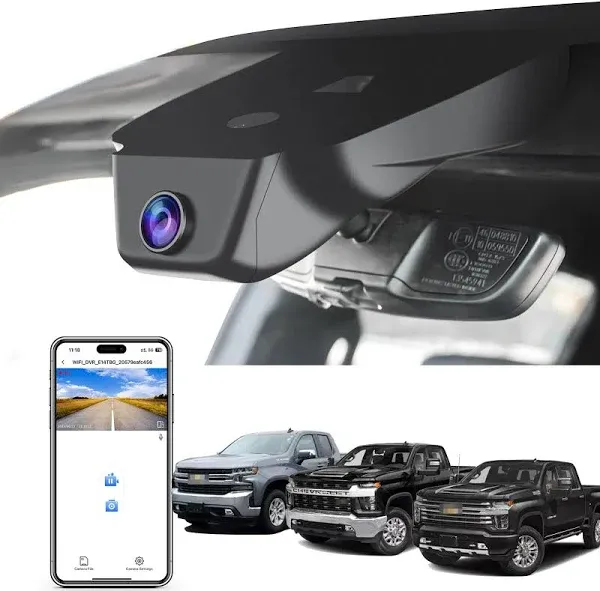 4K Dash Cam fit for Chevy Silverado 1500 2022-2025 2500 HD/3500 HD 2024 2025 (Model C),WT RST LTZ Custom Trail Boss High Country ZR2, 2160P Video, WiFi & APP, 128GB Card