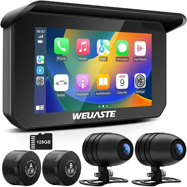 Portable Motorcycle DVR, Motorcycle TPMS, Wireless Apple Carplay &amp; Android Au...