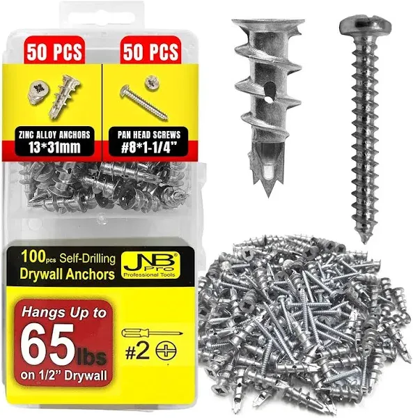 JNB Pro Zinc Self-Drilling Drywall Anchors and Screws Kit