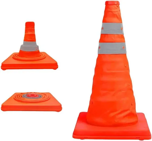 28 Inch Collapsible Traffic Cones (4 PCS) - Reflective Safety Orange Cones for 