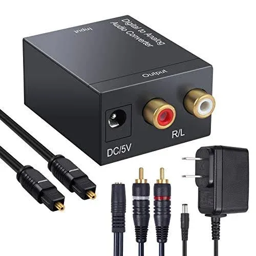 Digital To Analog Converter DAC L/R RCA to slink Optical To Audio Adapter