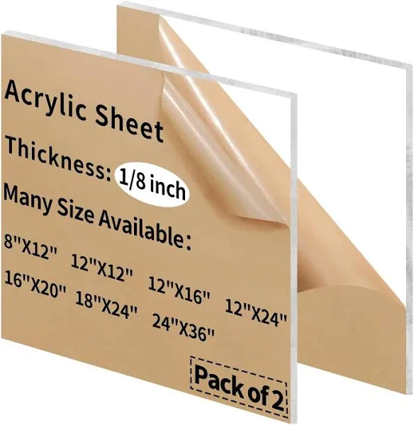 4 Pieces 5" x 7" Cast Plexiglass Sheet -1/8" Thicknesses Clear Acrylic Sheet Clear Plastic Sheet, for Sign,Craft, Photo Frame, DIY Display Projects, Cut with Engraver, Power Saw, Laser or Hand Tools